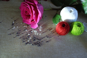 Rose stones Luneville hook handmade