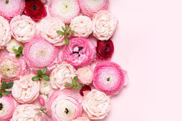 Flowers flat lay composition