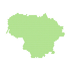 Vector isolated simplified map of Lithuania. Green silhouette from the points