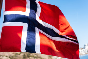 Flag of Norway waving in the wind