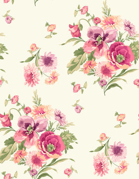 Flowers line fabric pattern © LA MADONE DESIGN