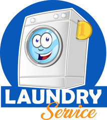 laundry logo cartoon for your business isolated on white background, vector illustration