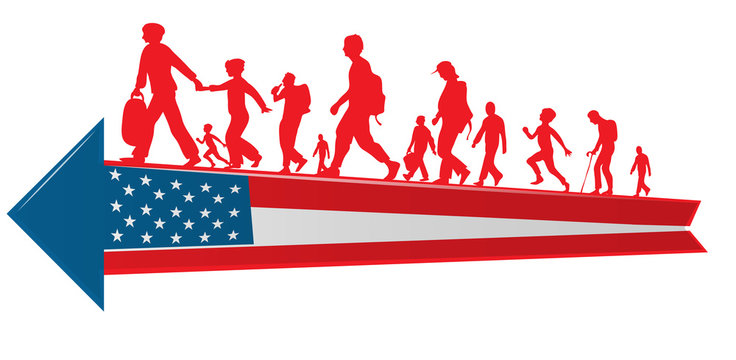 imigration libyan people to europe, vector illustration