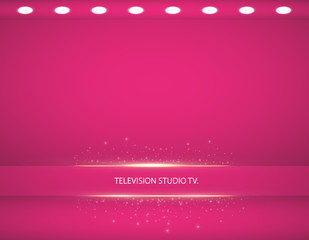 Studio background. Vector empty pinkstudio for your design, spotlight. Vector graphics