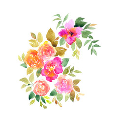 Fototapeta premium Watercolor roses bouquet. Floral wedding decor. Drawing flowers for greeting card decor.