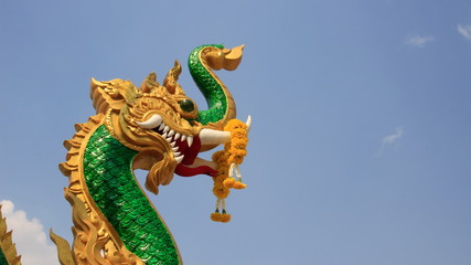 Fototapeta na wymiar Public Art fantasy Animals One Elephant Naga Local Thai Style In Buddhist Temple