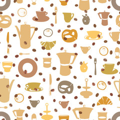 white pattern with procellain and breakfast. Hotel and menue card.