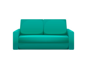Turquoise sofa in a realistic style. Can be used for interior design. Living room furniture