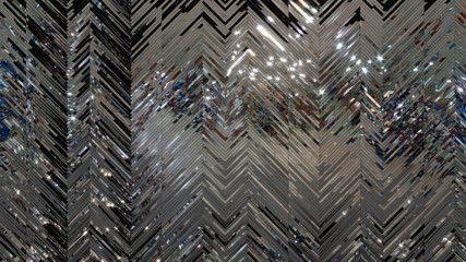 Naklejka premium Mirror mosaic with reflection of the environment, abstract background of diagonal mirror tiles
