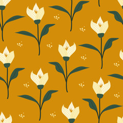 Snow Drop Spring Flowers - Floral Seamless Pattern
