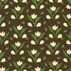 Snow Drop Spring Flowers - Floral Seamless Pattern