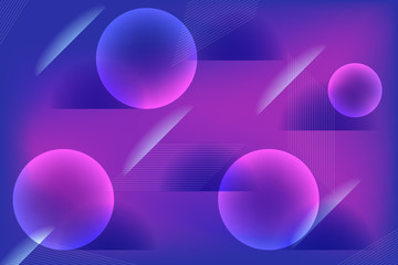 Abstract purple and blue vibrant background with cosmic geometric shapes composition. Modern wallpaper with gradient circles and semi-circles for ui design, web, apps wallpaper, banner