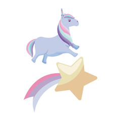 cute unicorn animal with shooting star