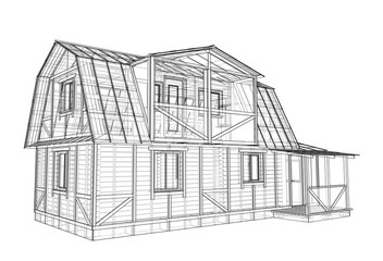 House sketch. Vector rendering of 3d