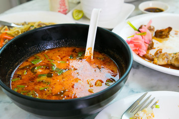 Sour prawn soup or Tom Yum Kung