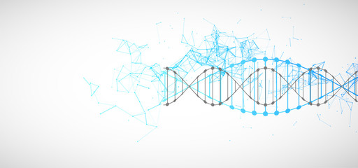 Science template, wallpaper or banner with a DNA molecules. Vector illustration