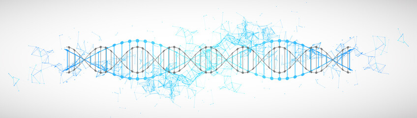 Science template, wallpaper or banner with a DNA molecules. Vector illustration