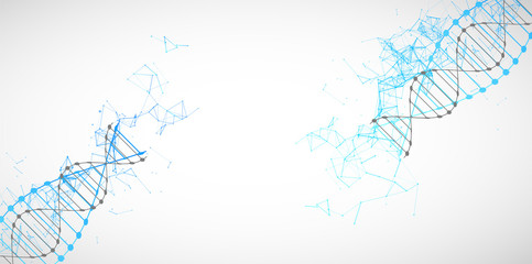 Science template, wallpaper or banner with a DNA molecules. Vector illustration