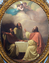 CATANIA, ITALY - APRIL 7, 2018: The painting of Jesu supper with the disciples of Emmaus in church...