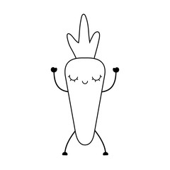 fresh carrot vegetable kawaii character