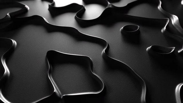 Abstract backdrop Background Loop with hypnotic 3d curved Lines sliding over flat wall, 4k, black metal.