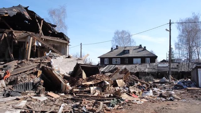 destroyed old house in the province of Russia, poverty
