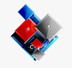 Geometrical design squares abstract banner, glossy shiny effects