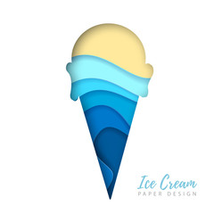 Cold sweet ice cream silhouette. Cut out paper art style design.