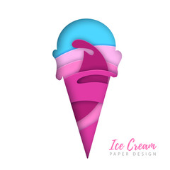 Cold sweet ice cream silhouette. Cut out paper art style design.