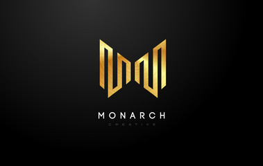 Gold Golden M Logo. M Letter Icon Design Vector