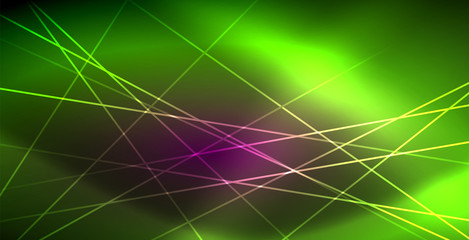 Neon glowing lines, magic energy space light concept, abstract background wallpaper design