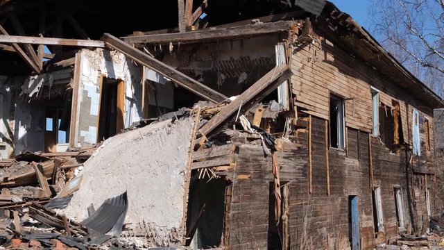 destroyed old house in the province of Russia, poverty