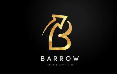 Golden B Logo. B Letter Icon Design Vector