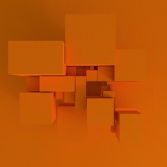 abstract orange architecture, 3d illustration