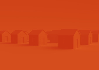 orange houses for real estate property industry, 3d illustration