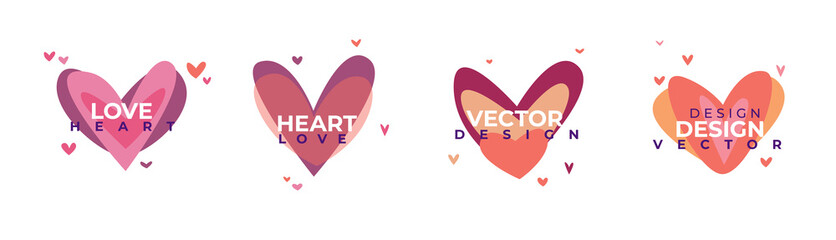 Creative red hearts icon set. Valentines day sign symbol template. Flat design. Love greeting card. Design style
