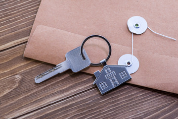 key chain with house symbol and key,Real estate concept
