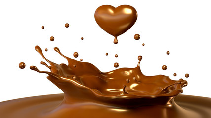 Drop of chocolate in form of heart
