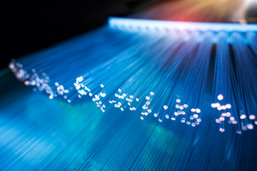 Fiber optics cable with lights abstract background