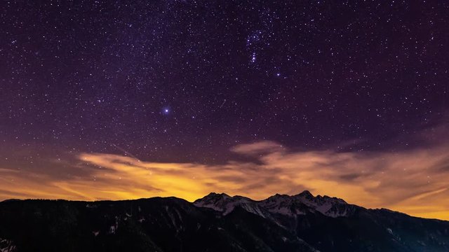 4K Timelapse Orion Constellation The Alps South Tyrol 2