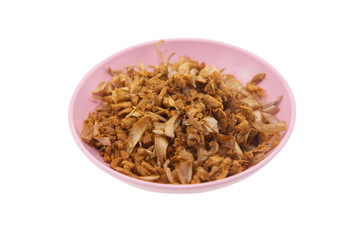 Fried garlic isolated on white background.Clipping path.