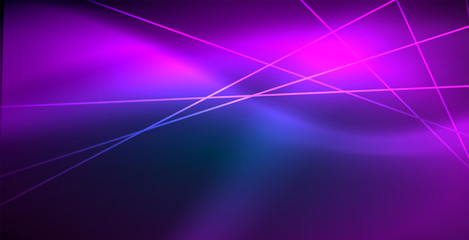 Neon glowing techno lines, blue hi-tech futuristic abstract background template with lights