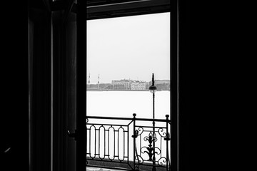 The winter St. Petersburg, the Neva - the view from the window