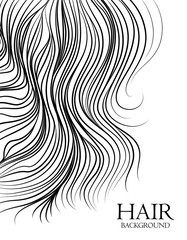 Vector hair black white background.