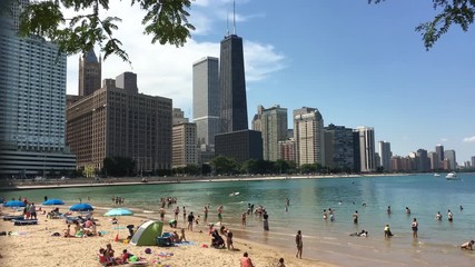 Great Lakes Beach in Downtown Chicago 4K