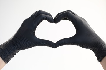 Women hand in black gloves nitril