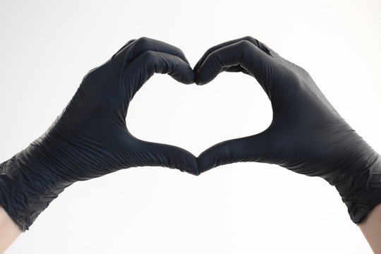 Women Hand In Black Gloves Nitril