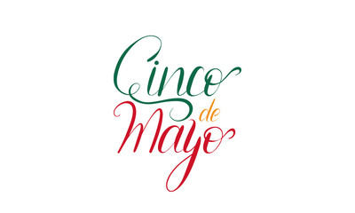 Cinco de Mayo in Mexico. Handwriting lettering. Style calligraphy for traditional Mexican holiday. Festive party. Design for holiday greeting card, invitation, poster, banner or background. Vector 