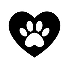 The dog's track in the heart. cat and dog paw print inside heart © Viktoria Tom
