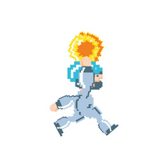 video game jumping avatar pixelated